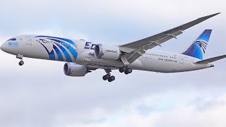 EgyptAir Boeing 7879 Landing at London Heathrow Airport Runway 27L [upl. by Nniw455]