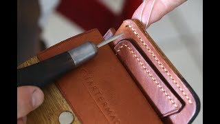 How to Hand stitching leather with traditional saddle stitch [upl. by Hernandez171]