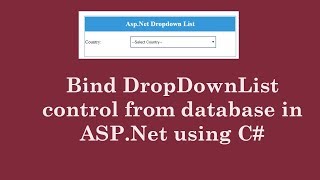 13 How to Bind Dropdownlist in Aspnet c using Stored Procedure [upl. by Basir]