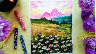 Landscape Painting with oil pastel  Paint with Me [upl. by Boggers]