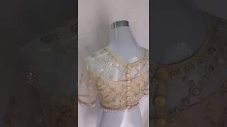 💫Golden Net Embroidered Work Boat neck blouse design✨trendingblousesongfashionshortsytshorts [upl. by Rosane224]