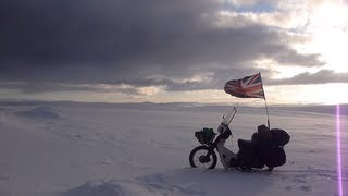 Riding a Honda C90 motorcycle through the Arctic Circle in Winter by Ed March [upl. by Auhesoj]