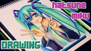 HATSUNE MIKU Speed Drawing manga anime 初音 ミク [upl. by Resiak]