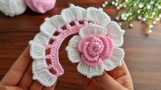 3D⚡💯Wow Amazing💯👌How to make eyecatching flower crochet Super easy crochet rose flower making [upl. by Dan]