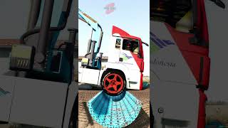 Chained Crane Trucks lifting Giant Ball vs Upside Down Speedbump shorts beamng trucksvs [upl. by Kho938]