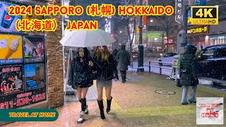 4k hdr japan travel 2024 l Heavy Snow Walk in Sapporo 札幌 Hokkaido（北海道） Relaxing Natural ambience [upl. by Dareen]