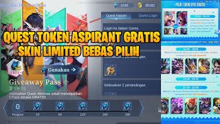 QUEST TOKEN ASPIRANTS GRATIS SKIN EPIC LIMITED BEBAS PILIH SKIN EPIC LIMITED BEBAS PAKAI  MLBB [upl. by Myles935]