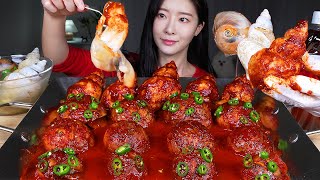 쫄깃통통 ❤️ 매운골뱅이찜 ❤️ 서해안 통골뱅이 동해안 백골뱅이 골뱅이탕 먹방 ASMR MUKBANG  Spicy Braised Sea Snails Whelk [upl. by Ermina272]