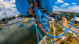 Pipeline The Surf Coaster Back Row onride Horizon Leveled POV SeaWorld Orlando 2023 [upl. by Farica]