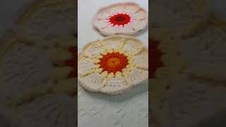 Easy crochet flower coaster tutorial ENG CC [upl. by Cowles]