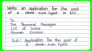 Application for the post of clerkcumtypist LIC in English [upl. by Atlante]