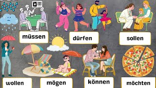 Modalverben A1amp A2  Deutsch lernen German Grammar Learn all German Modal Verbs in 8 Minutes [upl. by Fridell]