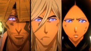 BLEACH  Shunsui Kyoraku Jushiro Ukitake and Retsu Unohana vs Genryusai Shigekuni Yamamoto anime [upl. by Dragde]