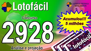 ANÁLISE E PROJEÇÃO PARA O CONCURSO 2928 DA LOTOFÁCIL  ACUMULADO [upl. by Papert]