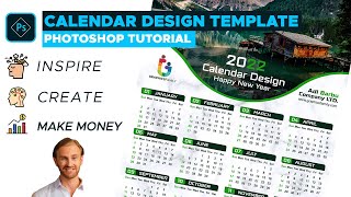 2022 Modern Calendar Design Template  Adobe Photoshop Tutorial [upl. by Urbannai676]