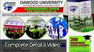 Dawood University Karachi Admission 2024  Complete Details Video  Online Registration Past Papers [upl. by Merci]