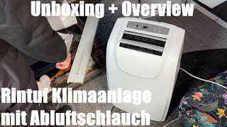 Rintuf Klimaanlage mit Abluftschlauch 4in1 Klimagerät ACFANEntfeuchterHeizung Overview amp Unboxing [upl. by Nitsed]