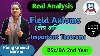 Real Analysis वास्तविक विश्लेषण Field Axioms Theorems  Unit1Lect7  BSc 2nd Yr  College Book [upl. by Adyahs]