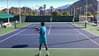 Gael Monfils amp Adrian Mannarino  IW Practice Court Level 60fps [upl. by Nolasba]