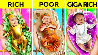 Rich VS Broke VS Giga Rich Pregnant In Jail  Funny DIY Hacks by 123GO CHALLENGE [upl. by Melisande159]