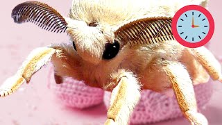 Poodle Moth Mulberry Silkworm Lifecycle Bombyx mori Fluffy Cute Moth one minute lifecycle [upl. by Anej]