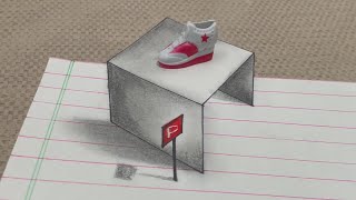 MindBlowing 3D Optical Illusion Floating Box with Shoe and Flag [upl. by Hennahane544]