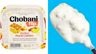 CHOBANI FLIP PERFECT PEACH COBBLER Greek Yogurt  Whats Inside [upl. by Ahsiaa]