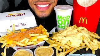 ASMR MCDONALDS VS INNOUT ANIMAL STYLE FRIES MUKBANG NO TALKING JERRY SAVAGE MESSY EATING SOUNDS [upl. by Annuaerb]