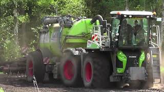 Bodenbearbeitung mit Gärreste Einarbeitung 2023 mit Claas Xerion 4000 Saddle Trac Teil 1 [upl. by Armitage]