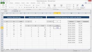 Excel Basics Absolute und Relative Adressierung [upl. by Shirleen]