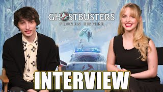 Ghostbusters Frozen Empire McKenna Grace and Finn Wolfhard Interview [upl. by Yelrebma995]