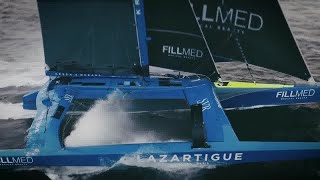 Francois Gabart in SVR wins Line Honours in 2023 Rolex Fastnet Race Report 5 plus exclusive tour [upl. by Miuqaoj]