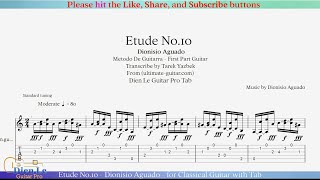 Etude No10  Dionisio Aguado  for Classical Guitar with Tab [upl. by Asseniv]