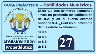 Ejercicio 27  Admisión Propedéutico  Universidad Autónoma Chapingo  Habilidad Numérica [upl. by Simara]