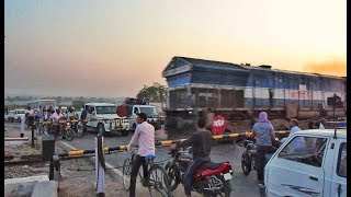 Diesel Trains at Level Crossing  Indian Railways [upl. by Manvel152]