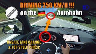 BMW M135i 250 KMH TOP SPEED CHASE with BMW X5 on GERMAN AUTOBAHN NO SPEED LIMIT  AUTOBAHN POV [upl. by Jillana149]