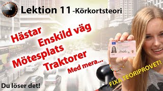 Körkortsteori –Allt om Enskild väg mötesplats hästar mm –Fixa teoriprovet Lektion 11 av 65 [upl. by Juana]