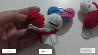 Amigurumi Kalpli Anahtarlık Yapımı  Amigurumi Heart Keychain Making [upl. by Aeriel202]