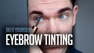 DIY Eyebrow Tinting  Testing Maybelline Tattoo Brow On Men’s Eyebrows [upl. by Aihsemak]