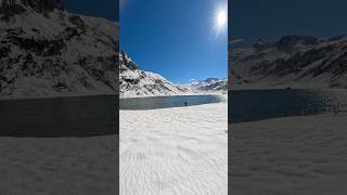 Hike to snowy Austrian lake shorts autumn mountains lake lakeview winterlake lakescene [upl. by Ynahteb]