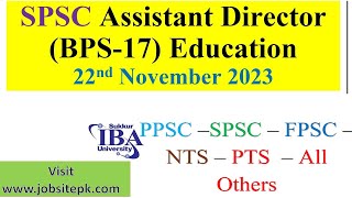 Assistant Director Education Solved Paper  SPSC Assistant Director BPS17 Mcqs 22 November 2023 [upl. by Rheingold]