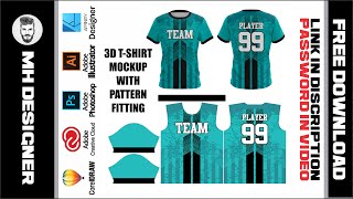 Sublimation Vector Designs  3D TShirt 31  With Pattern Fitting  Free Download Now [upl. by Anuayek]