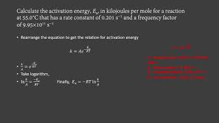 Activation Energy and Frequency factor  Arrhenius equation [upl. by Jaymie303]