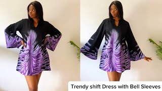 How to Cut amp Sew This Shift Dress with Stylish Neckline amp Bell Sleeves [upl. by Aznofla]