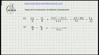 Resta de Fraccionarios o Quebrados con Diferente Denominador  Matematica Basica  Video 101 [upl. by Repip]