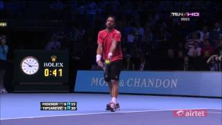 Roger Federer Vs Janko Tipsarevic HIGHLIGHTS ATP World Tour Finals 2012 [upl. by Adirehs659]