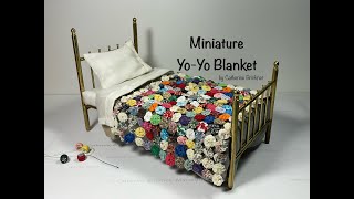 Miniature DIY YoYo rosette pillow amp quilt blanket projects using fabric for display in dollhouses [upl. by Kippy]