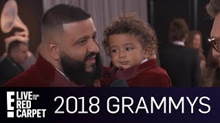 DJ Khaled Brings His Son Asahd to the 2018 Grammy Awards  E Red Carpet amp Award Shows [upl. by Hibbert38]