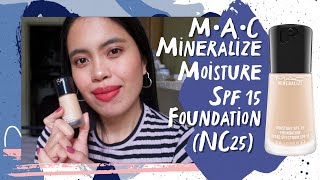 MAC Mineralize Moisture SPF 15 Foundation NC25 Review [upl. by Legim163]