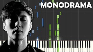 EXO LAY 레이  独角戏 Monodrama Piano Tutorial Synthesia [upl. by Imerej98]